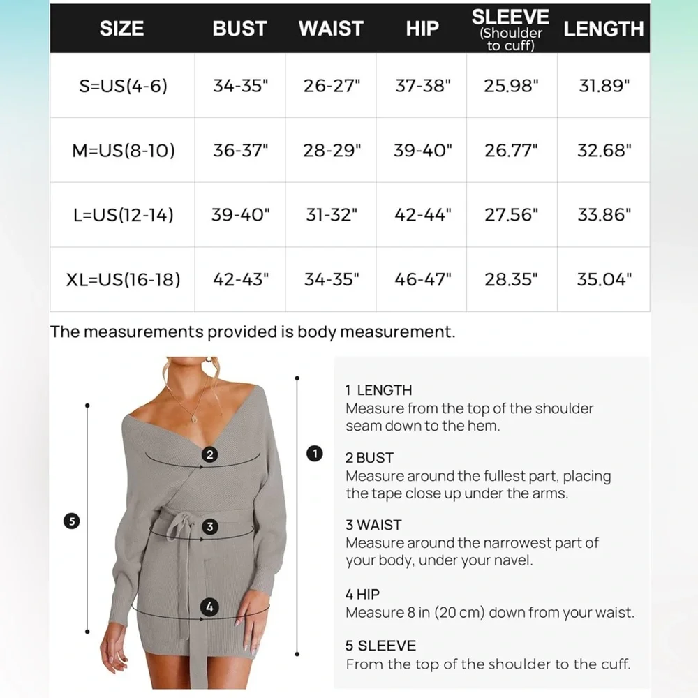 NWT- Beautiful Knit Long Sleeve Dress in Size Large- comes with belt. - Picture 7 of 7